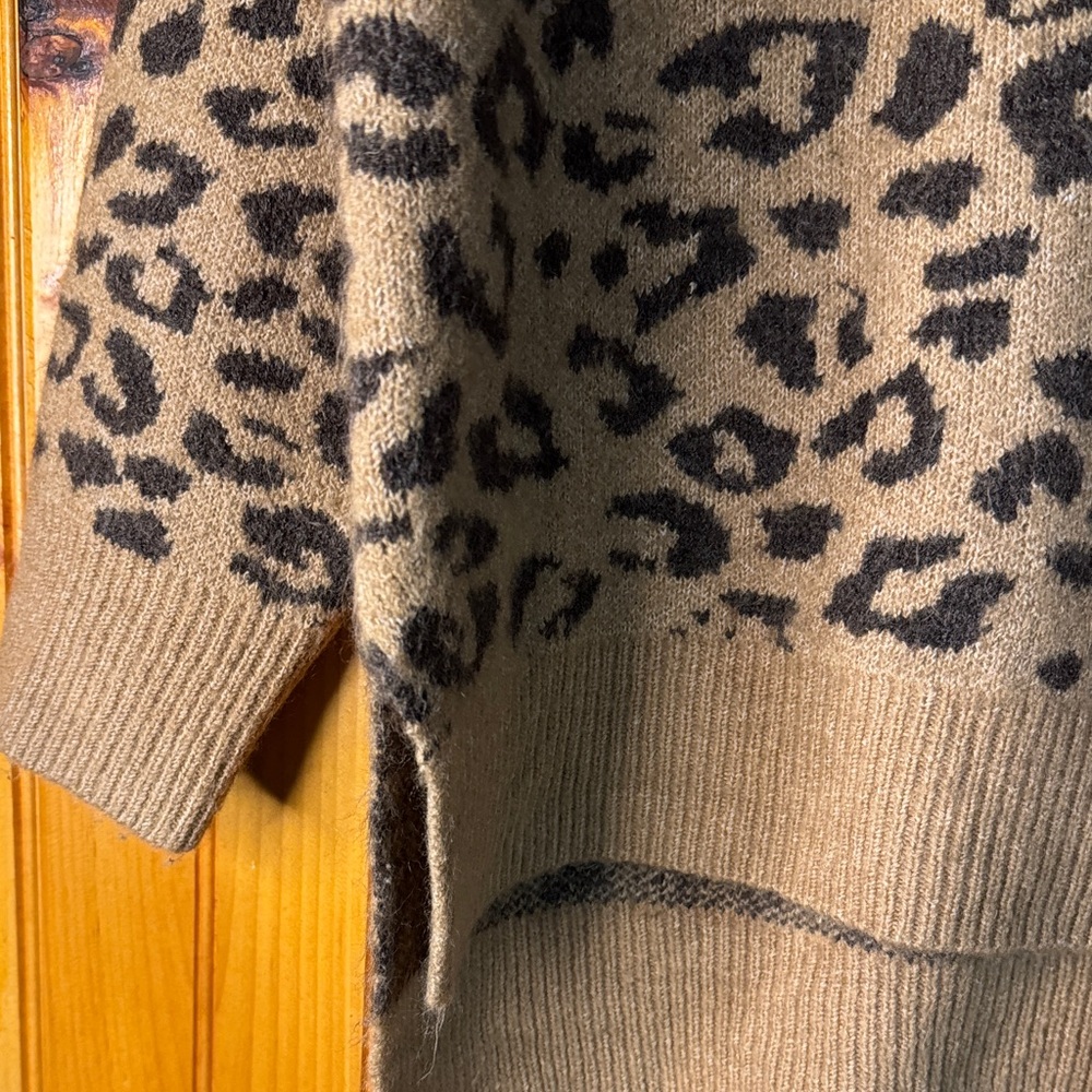 She + Sky from Anthropologie Tan Leopard Print Cowl Neck Sweater - Picture 5 of 6